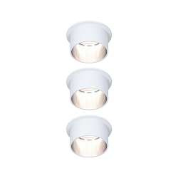 Lumi�re encastr�e GIL COIN LED rond, rigide, lot de 3 IP44, fer bross�, blanc mat gradable 470lm 2700K CRI >80