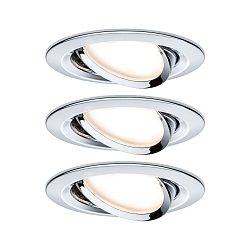 Lumi�re encastr�e NOVA COIN LED rond, pivotant, lot de 3 IP23, chrome  19,5W 460lm 2700K 100� 100� CRI >80
