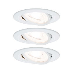 Lumi�re encastr�e NOVA LED rond, pivotant, lot de 3 GU10 IP23, blanc mat gradable 460lm 2700K 38� 38� CRI >80