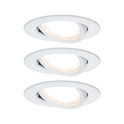Lumi�re encastr�e NOVA COIN LED rond, pivotant, lot de 3 Coin IP23, blanc mat gradable 19,5W 460lm 2700K 100� 100� CRI >80