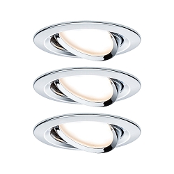 Lumi�re encastr�e NOVA COIN LED rond, pivotant, lot de 3 Coin IP23, chrome gradable 19,5W 460lm 2700K 100� 100� CRI >80