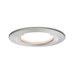 recessed luminaire NOVA COIN LED round, rigid Coin IP44, brushed iron dimmable 460lm 2700K 100� 100� CRI >80