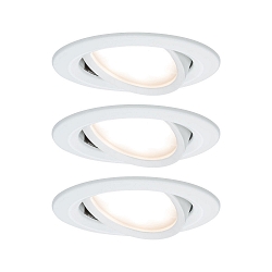 Lumière encastrée NOVA PLUS COIN rond, lot de 3 IP23, blanc mat gradable 3x6,8W 2.700K