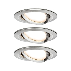 Lumière encastrée NOVA PLUS COIN rond, pivotant, lot de 3 IP23, fer brossé gradable 3x6,8W 2.700K 38° 38°
