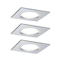 Downlight NOVA PLUS COIN angulaire, rigide, lot de 3, avec diffuseur IP44, aluminium gradable