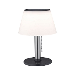 Lampe de table solaire LILLESOL avec batterie, avec cha�ne d'interrupteur � tirette IP44, acier inoxydable gradable