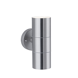 Luminaire mural d’extérieur FLAME haut bas, cylindrique GU10 IP44, acier inoxydable brossé gradable