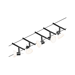 Syst�me de corde SHEELA 5 fois GU5,3, chrome, noir mat 