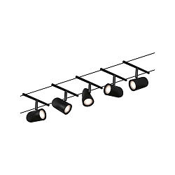 Syst�me de corde WIRE SYSTEMS DC CUP lot de 5 GU5,3, chrome, noir mat 