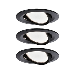 Lumi�re encastr�e NOVA COIN LED rond, pivotant, lot de 3 Coin IP23, noir mat  11W 460lm 2700K 100� 100� CRI >80