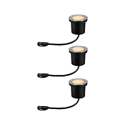 Projecteur encastr� FLOOR SET PLUG & SHINE lot de 3, favorable aux insectes IP67, anthrazit, opale 