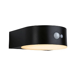solar wall luminaire EILEEN PIR round, with switch, with motion detector IP44, black 