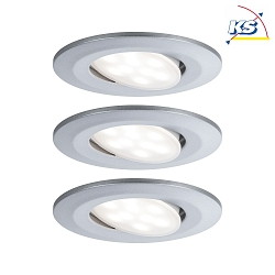 Set of 3 Outdoor LED Recessed spot CALLA IP65 DIM, swivelling, 230V, each 6.5W 4000K 560lm 100, dimmable, chrome matt