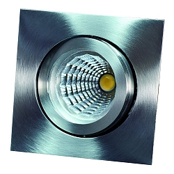 Lumière encastrée TULKA angulaire, pivotant IP20, acier inoxydable, scintillant