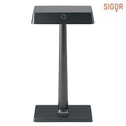 LED battery table lamp NUINDIE CHARGE, dimmable, with Qi charging function, IP54, black, powder coated