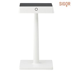 LED battery table lamp NUINDIE CHARGE square, dimmable, with Qi charging function, IP54, white, powder coated
