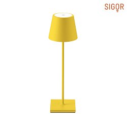 LED luminaire de table  accu NUINDIE rond, IP54, 2700K / 2200K (Flex-Mood), gradable, jaune soleil, couvert de poudre
