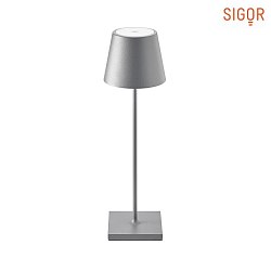 LED battery table lamp NUINDIE round, dimmable, IP54, graphite grey, powder coated