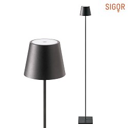 LED battery floor lamp NUINDIE round, dimmable, IP54, night black, powder coated