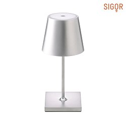 Lampe de table  accu NUINDIE MINI rond, CCT Switch, dimmable IP54, argent anodis gradable