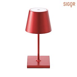 battery table lamp NUINDIE MINI round, CCT Switch, dimmable IP54, cherry red anodised dimmable