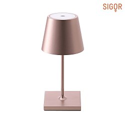battery table lamp NUINDIE MINI round, CCT Switch, dimmable IP54, rose gold anodised dimmable