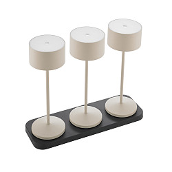 battery table lamp VELUNA up / down, CCT Switch, set of 3, with touch dimmer IP44, dune beige dimmable