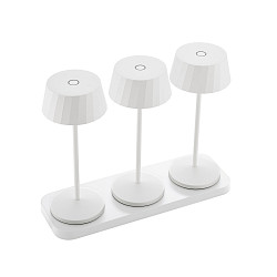 battery table lamp FACETTA down, CCT Switch, set of 3, with touch dimmer IP44, snow white dimmable
