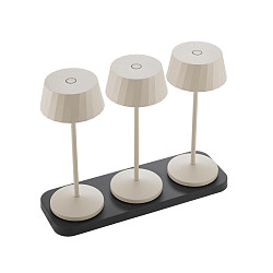 battery table lamp FACETTA down, CCT Switch, set of 3, with touch dimmer IP44, dune beige dimmable