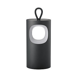 battery table lamp LUNARI with USB connection, CCT Switch, with handle, with touch dimmer IP44, mat, night black dimmable