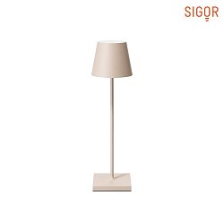 battery table lamp NUINDIE USB-C round IP54, dune beige dimmable