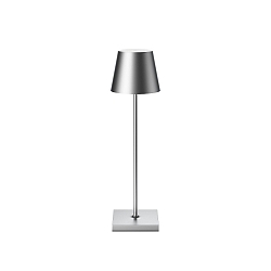 Lampe de table � accu NUINDIE USB-C rond IP54, argent anodis� gradable