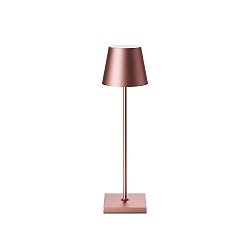Lampe de table � accu NUINDIE USB-C rond IP54, anodis� or rose gradable