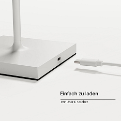 Lampe de table � accu NUINDIE USB-C angulaire, CCT Switch, dimmable IP54, blanc neige gradable