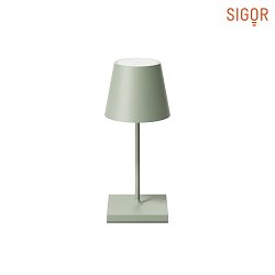 battery table lamp NUINDIE MINI USB-C round IP54, sage green dimmable