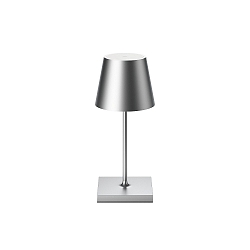 Lampe de table � accu NUINDIE MINI USB-C rond IP54, argent anodis� gradable