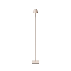 Lampadaire � accu NUINDIE USB-C rond IP54, beige dune gradable