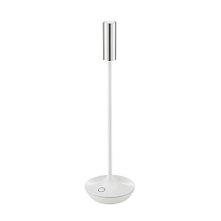 battery table lamp NUCANDLE with touch dimmer IP54, chrome, glossy, white dimmable
