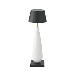 battery table lamp THALA round, CCT Switch, with touch dimmer IP65, night black, white ceramic dimmable