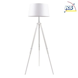 Standing luminaire TRIPOD, 158cm, E27, white / chrome, white shade