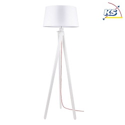 Standing luminaire RUNE, 155cm, E27, white / white shade / red-white cable