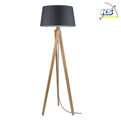Standing luminaire RUNE, 155cm, E27, oak / anthracite shade + cable
