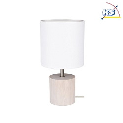 Lampe de table TRONGO ROUND rond E27 IP20 chne blanc, transparent, blanche