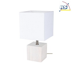 Lampe de table TRONGO SQUARE angulaire E27 IP20 chne blanc, transparent, blanche