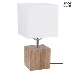 Table luminaire  TRONGO 2, E27, angular, white shade, oak / red cable