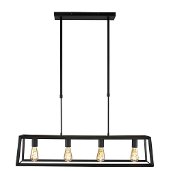 Luminaire à suspension BUCKLEY 4 flammes, réglable E27 IP20, noir mat gradable