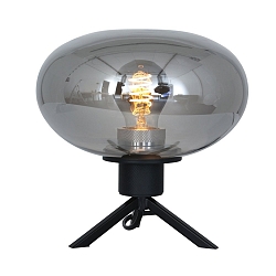 Lampe de table REFLEXION - Ø 22CM à 1 flamme, plat, avec interrupteur, avec prise de courant E27 IP20, noir mat 