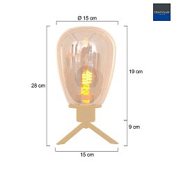 table lamp REFLEXION 1 flame E27 IP20, brass dimmable