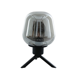 Lampe de table REFLEXION - Ø 14CM à 1 flamme, avec interrupteur, avec prise de courant E27 IP20, noir mat 