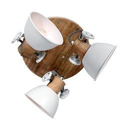 Luminaire de plafond GEARWOOD 3 flammes, rond, réglable E27 IP20, bois, antique gradable
